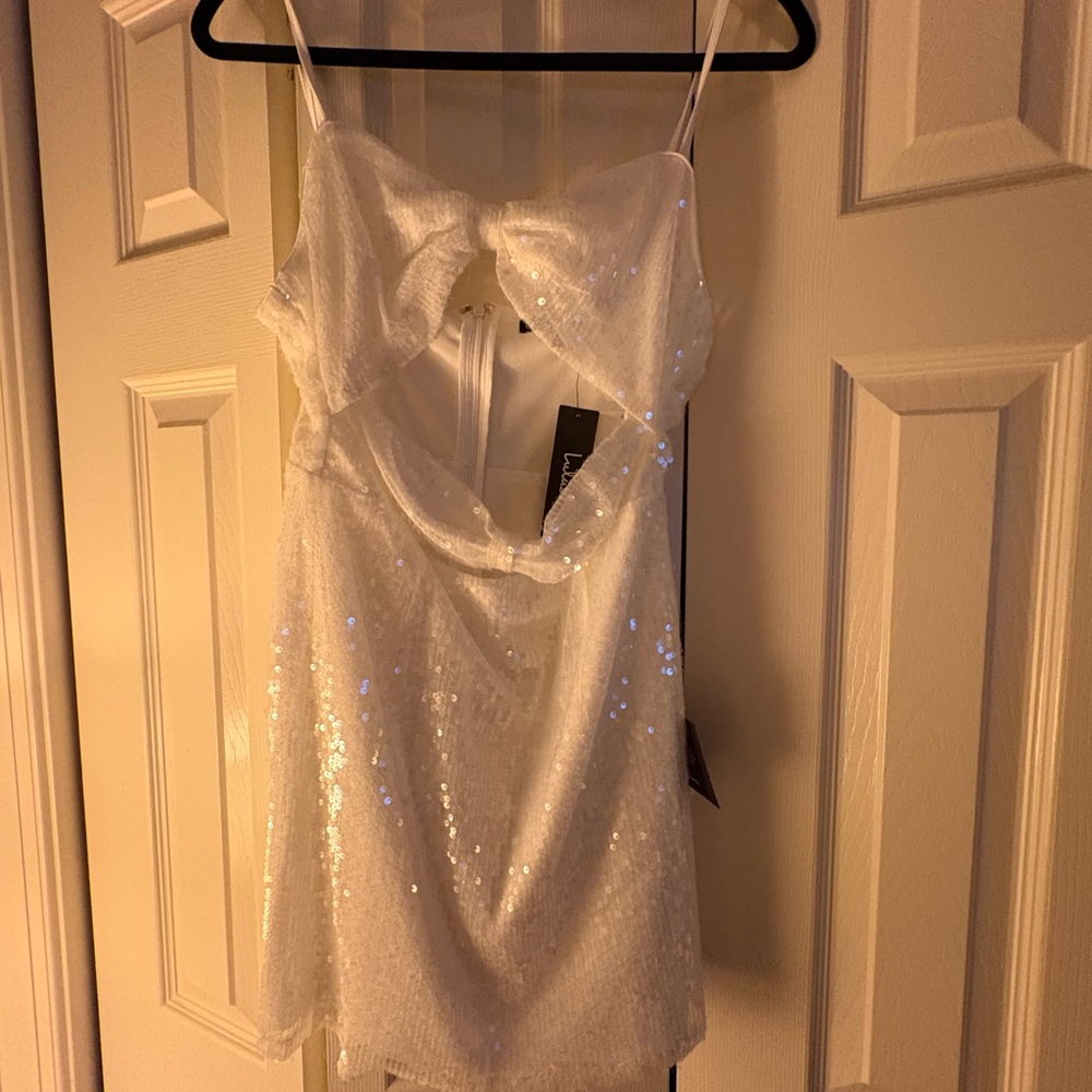 Lulu's Elegant White Sequin Dress